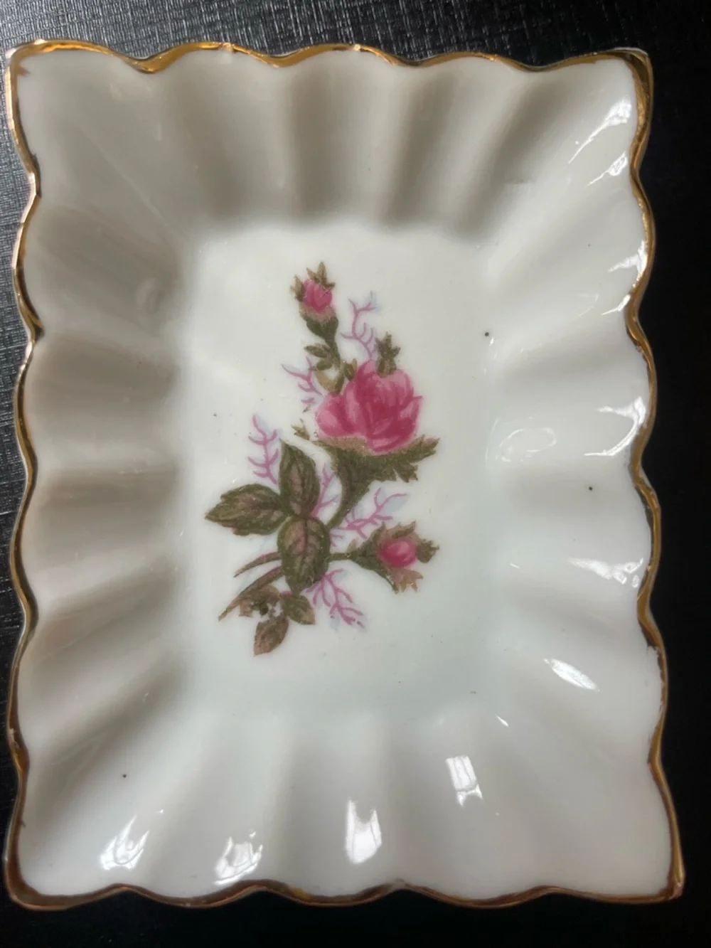 Vtg Porcelain Floral Trinket Dishes & Box Del Coronado Nasco Japan Moss Rose